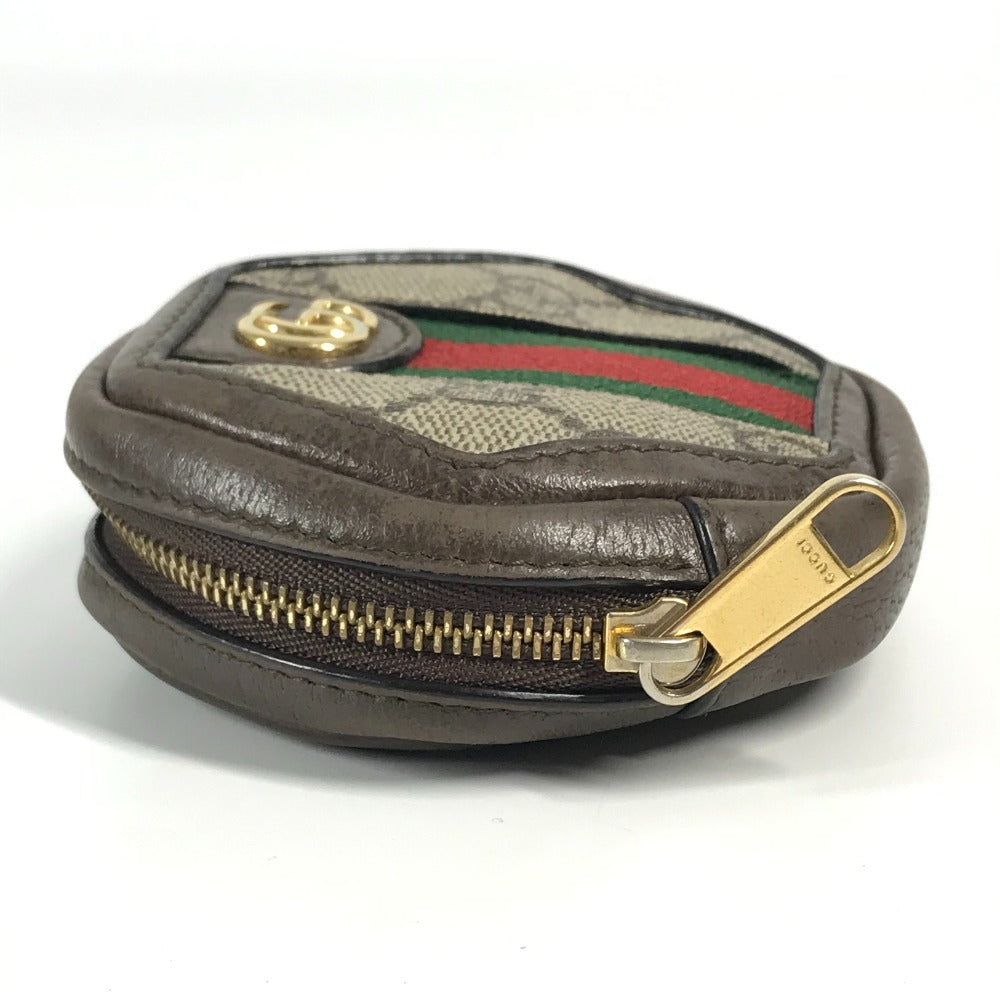 GUCCI 645123 GG Sherry Line Ophidia Keychain Wallet/Coin Purse in GG Supreme Canvas, Unisex, Beige