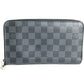 LOUIS VUITTON N60111 Damier Graphite Zippy Organizer Round Zipper Long Wallet in Damier Graphite Canvas, Unisex, Black