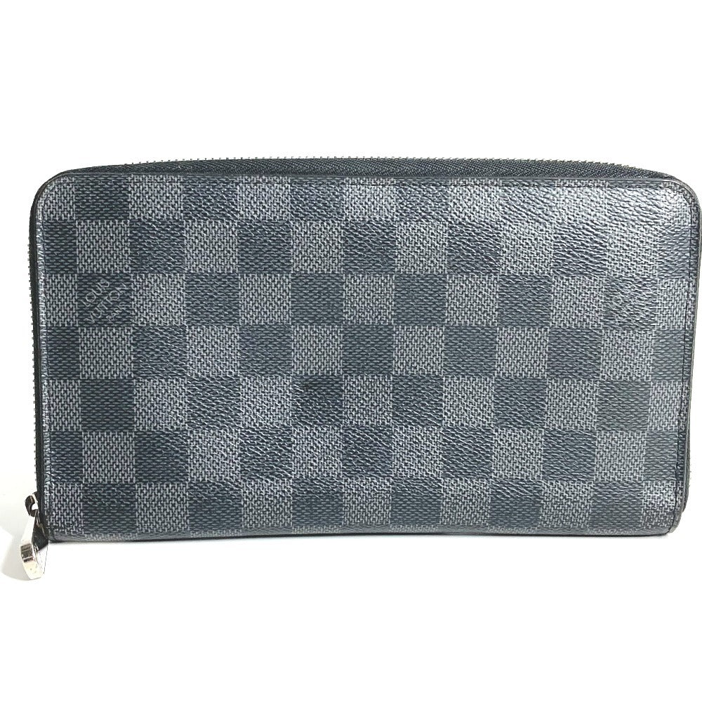 LOUIS VUITTON N60111 Damier Graphite Zippy Organizer Round Zipper Long Wallet in Damier Graphite Canvas, Unisex, Black