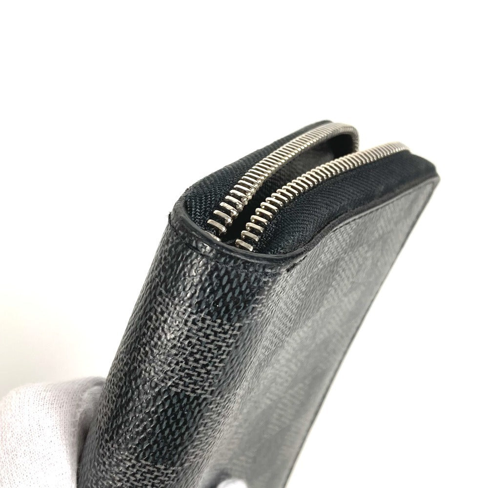 LOUIS VUITTON N60111 Damier Graphite Zippy Organizer Round Zipper Long Wallet in Damier Graphite Canvas, Unisex, Black