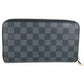 LOUIS VUITTON N60111 Damier Graphite Zippy Organizer Round Zipper Long Wallet in Damier Graphite Canvas, Unisex, Black