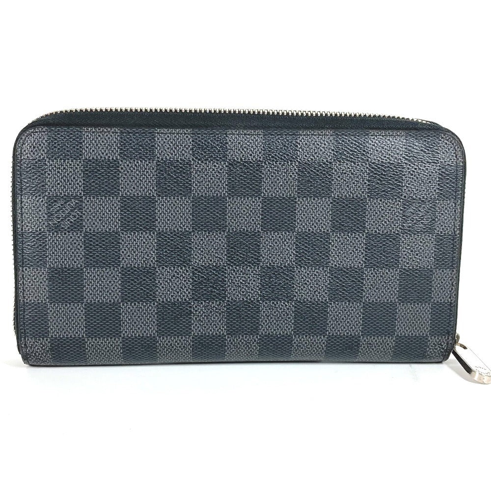 LOUIS VUITTON N60111 Damier Graphite Zippy Organizer Round Zipper Long Wallet in Damier Graphite Canvas, Unisex, Black