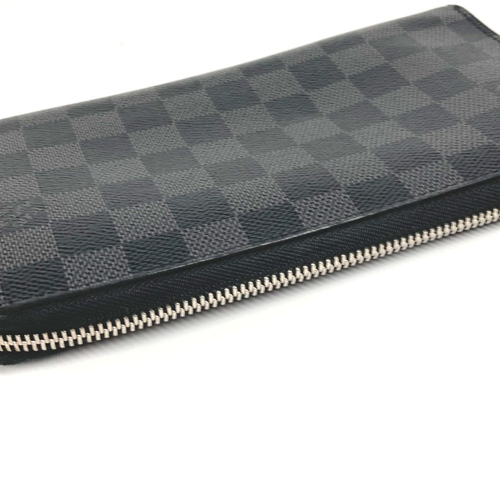 LOUIS VUITTON N60111 Damier Graphite Zippy Organizer Round Zipper Long Wallet in Damier Graphite Canvas, Unisex, Black