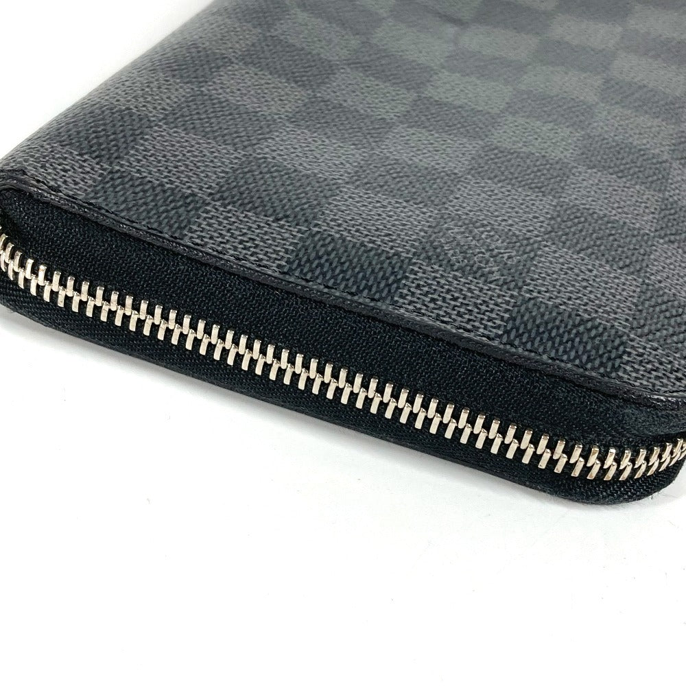 LOUIS VUITTON N60111 Damier Graphite Zippy Organizer Round Zipper Long Wallet in Damier Graphite Canvas, Unisex, Black