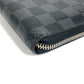 LOUIS VUITTON N60111 Damier Graphite Zippy Organizer Round Zipper Long Wallet in Damier Graphite Canvas, Unisex, Black