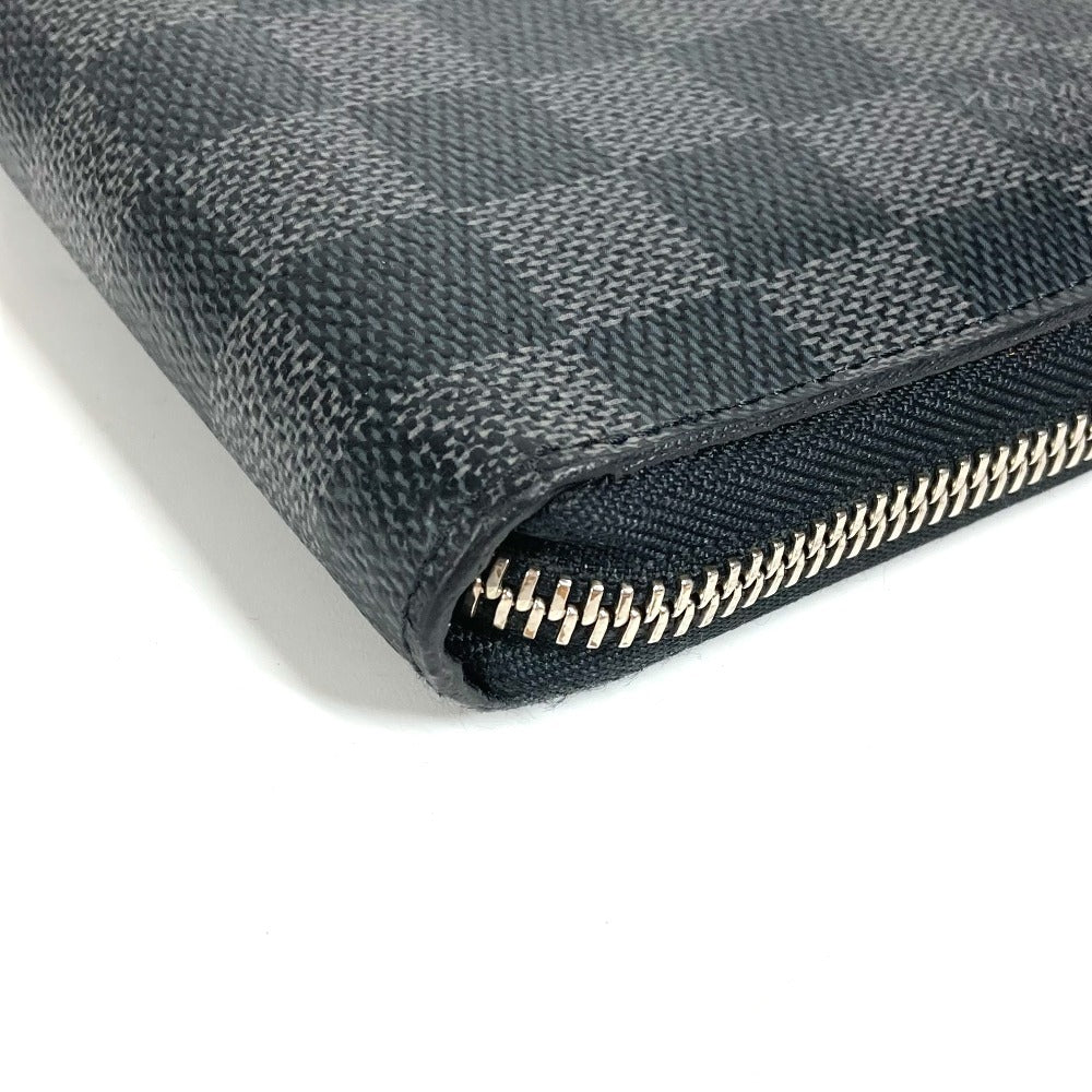 LOUIS VUITTON N60111 Damier Graphite Zippy Organizer Round Zipper Long Wallet in Damier Graphite Canvas, Unisex, Black