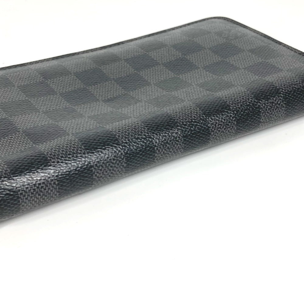 LOUIS VUITTON N60111 Damier Graphite Zippy Organizer Round Zipper Long Wallet in Damier Graphite Canvas, Unisex, Black