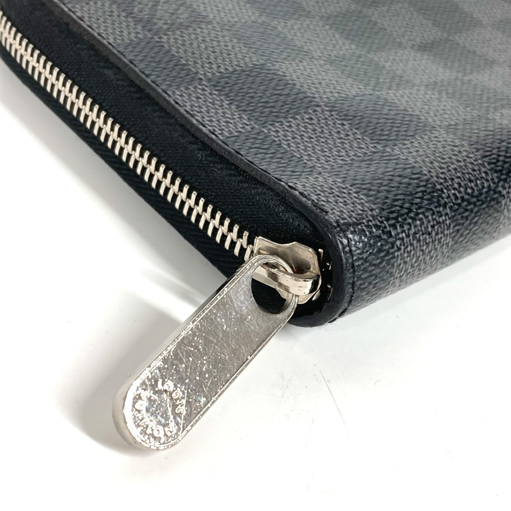 LOUIS VUITTON N60111 Damier Graphite Zippy Organizer Round Zipper Long Wallet in Damier Graphite Canvas, Unisex, Black