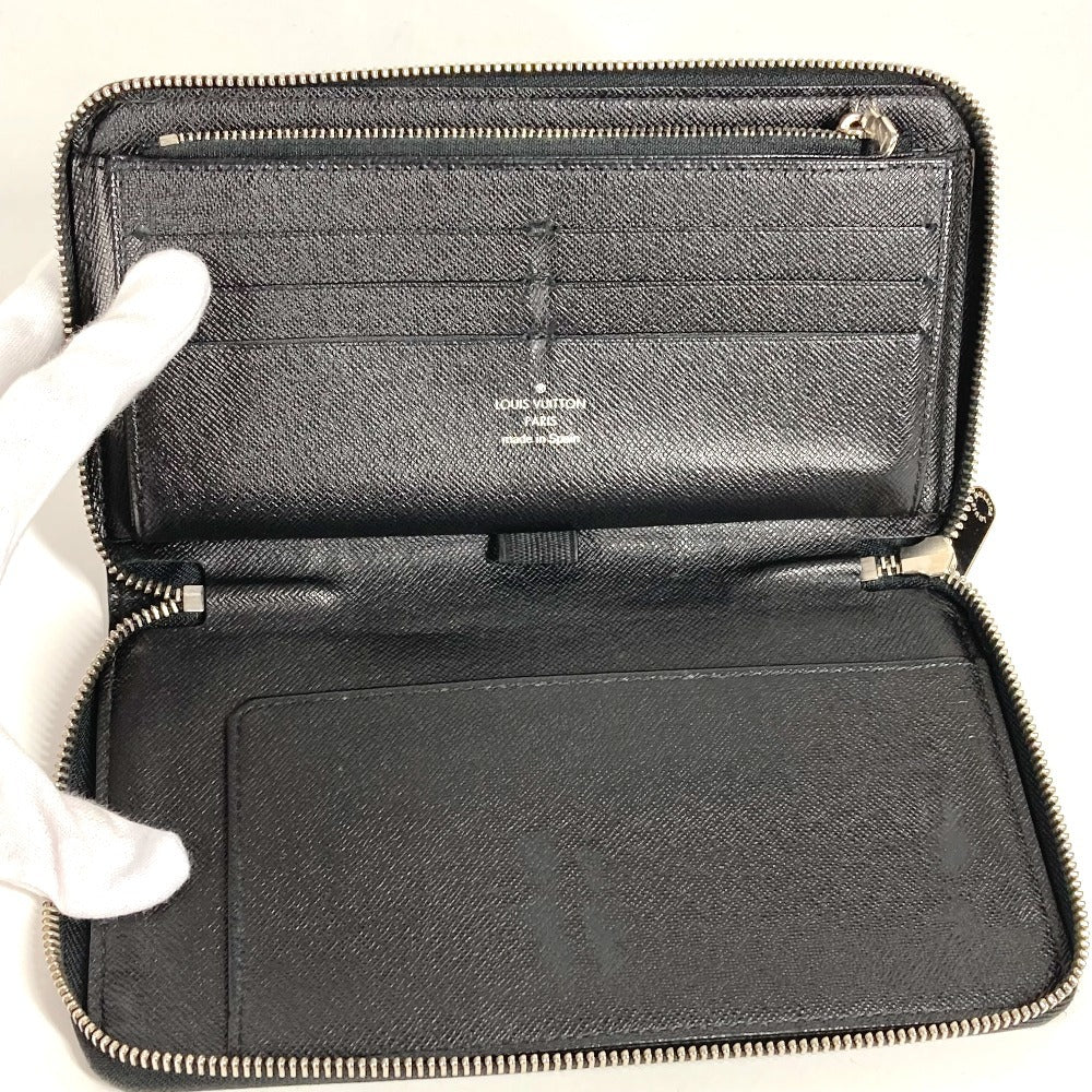 LOUIS VUITTON N60111 Damier Graphite Zippy Organizer Round Zipper Long Wallet in Damier Graphite Canvas, Unisex, Black