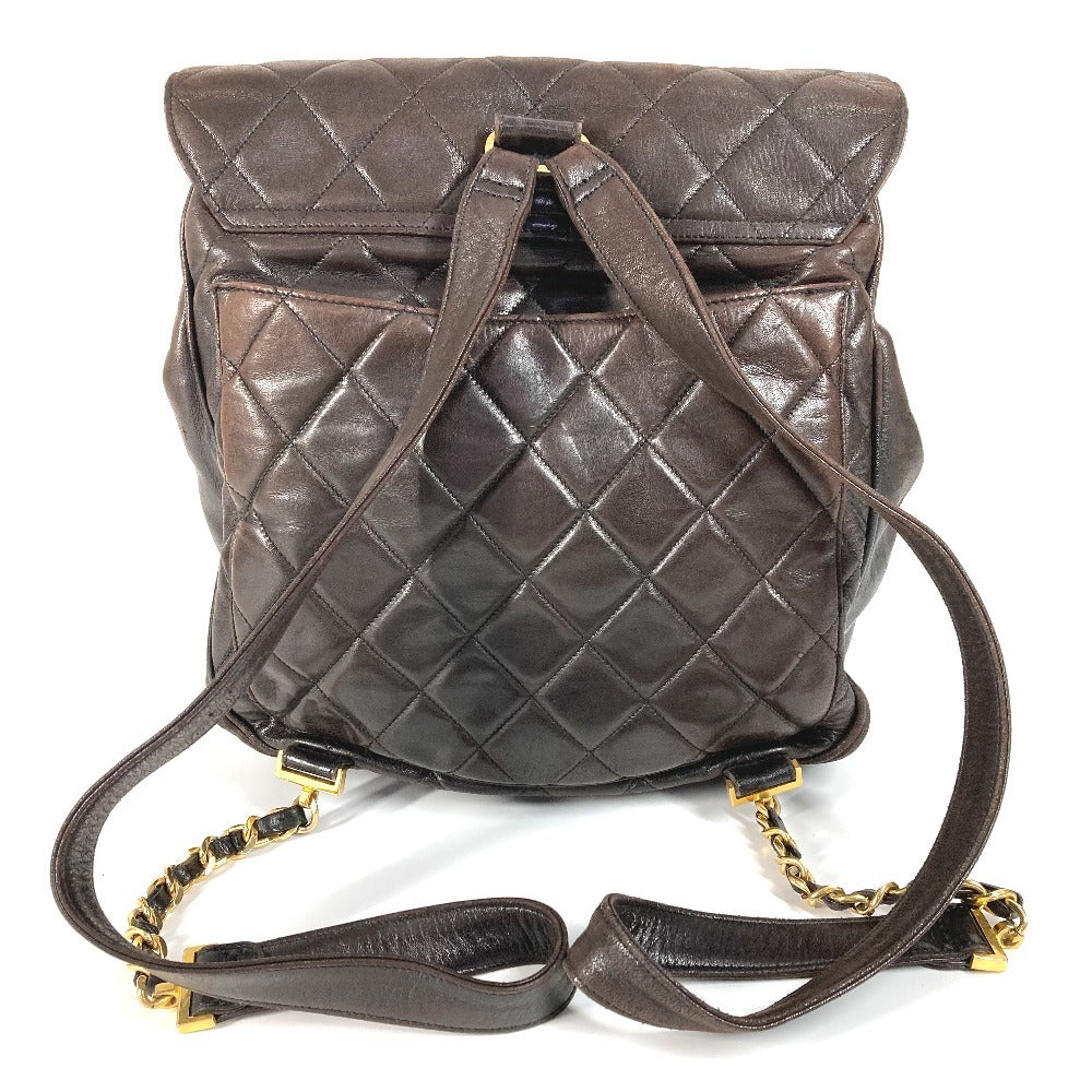 CHANEL マトラッセ キルティング ヴィンテージ CC ココマーク ロゴ カバン バックパック ココボール 巾着 チェーン リュックサック ラムスキン レディース ブラック