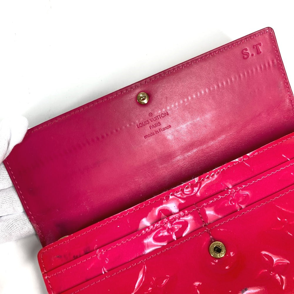 LOUIS VUITTON M93633 Monogram Vernis Portefeuille Sarah Long Wallet, Bifold, Monogram Vernis Canvas, Unisex, Rose Pop Pink