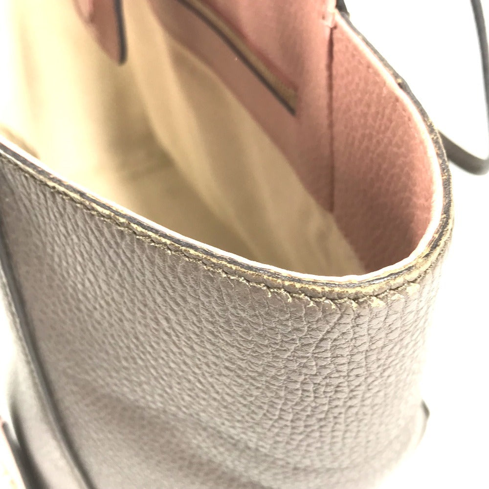 GUCCI 354408 Two-Tone Logo Swing Tote Bag, Shoulder Bag, Leather, Unisex, Gray