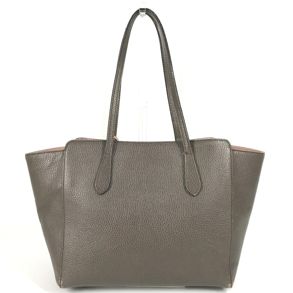 GUCCI 354408 Two-Tone Logo Swing Tote Bag, Shoulder Bag, Leather, Unisex, Gray