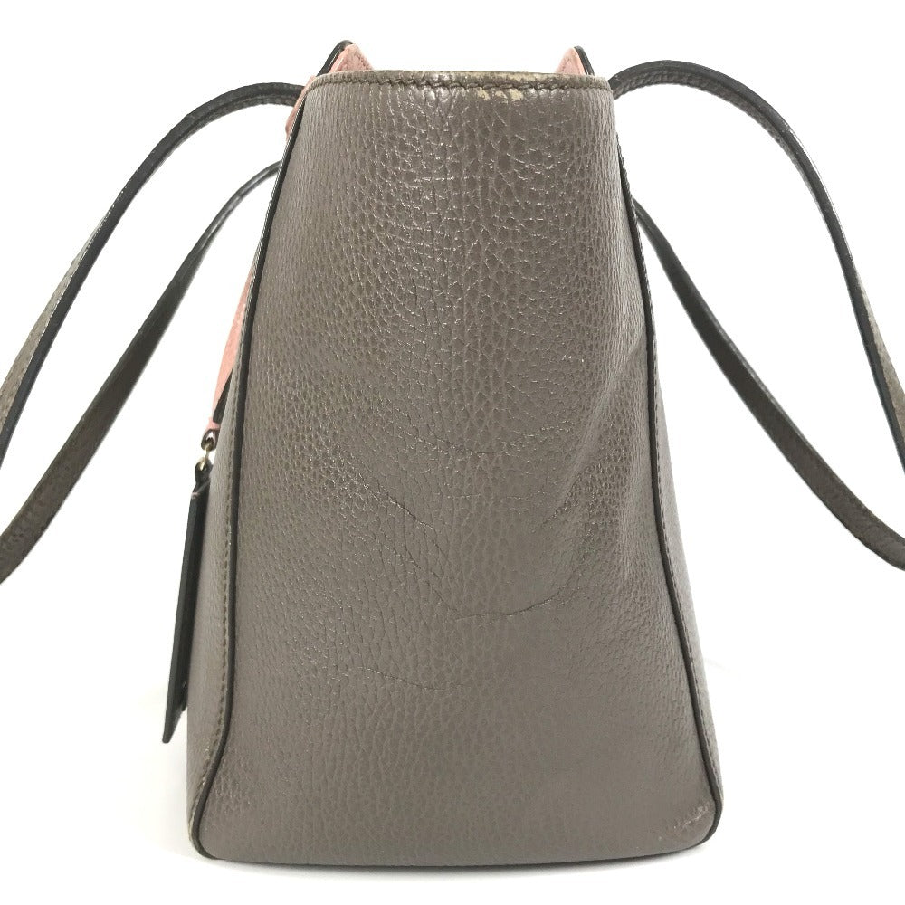 GUCCI 354408 Two-Tone Logo Swing Tote Bag, Shoulder Bag, Leather, Unisex, Gray