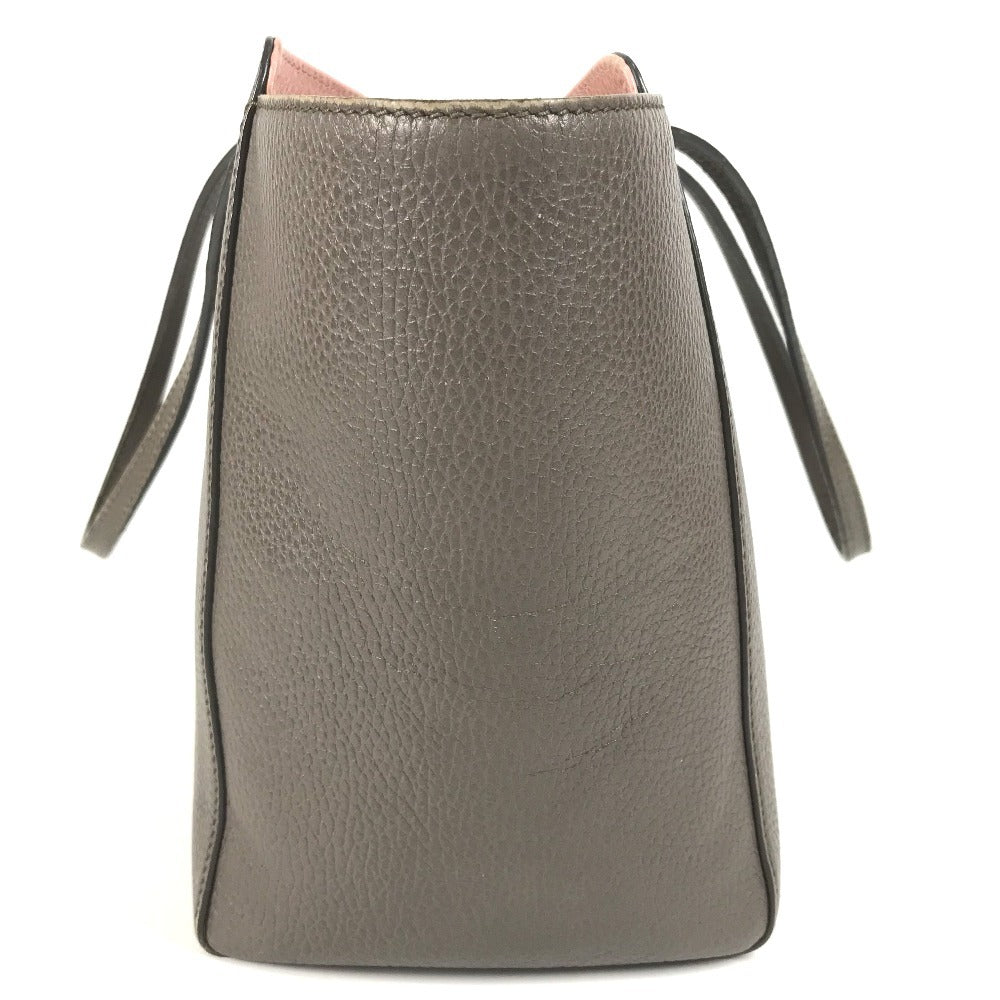 GUCCI 354408 Two-Tone Logo Swing Tote Bag, Shoulder Bag, Leather, Unisex, Gray