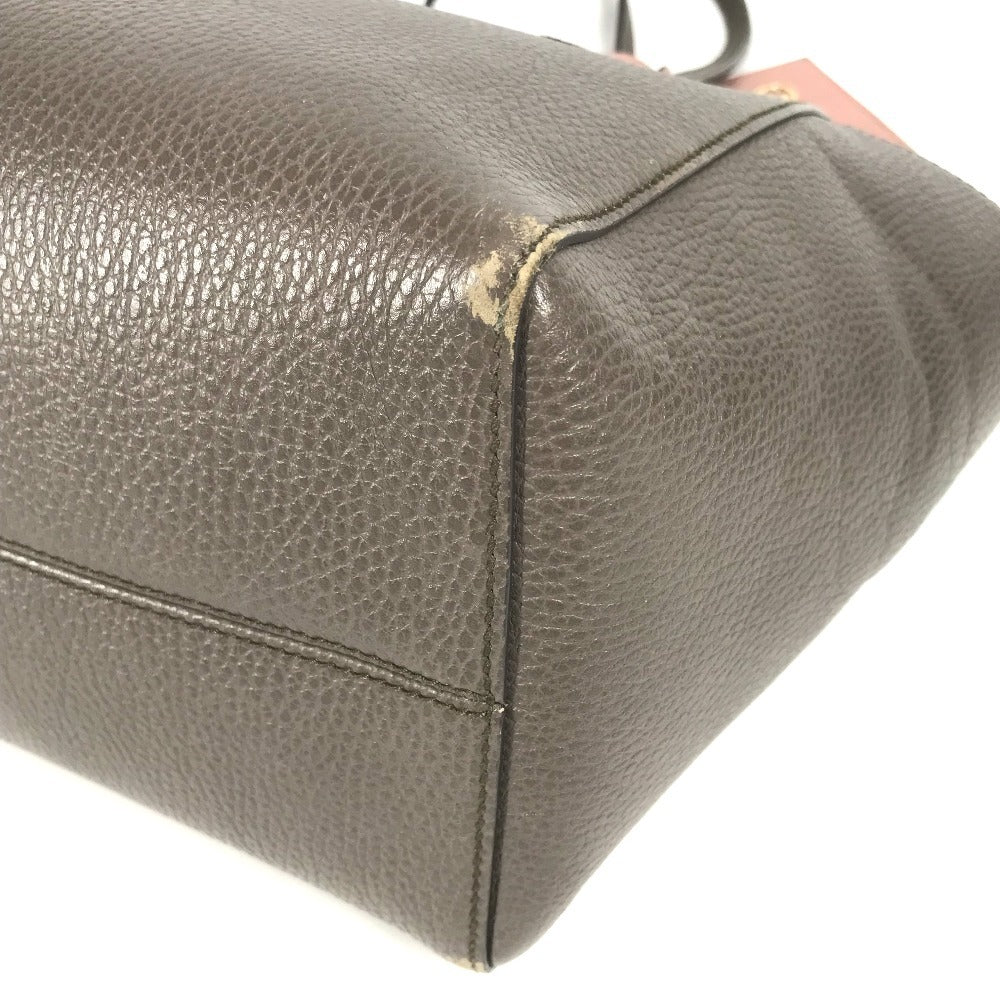 GUCCI 354408 Two-Tone Logo Swing Tote Bag, Shoulder Bag, Leather, Unisex, Gray
