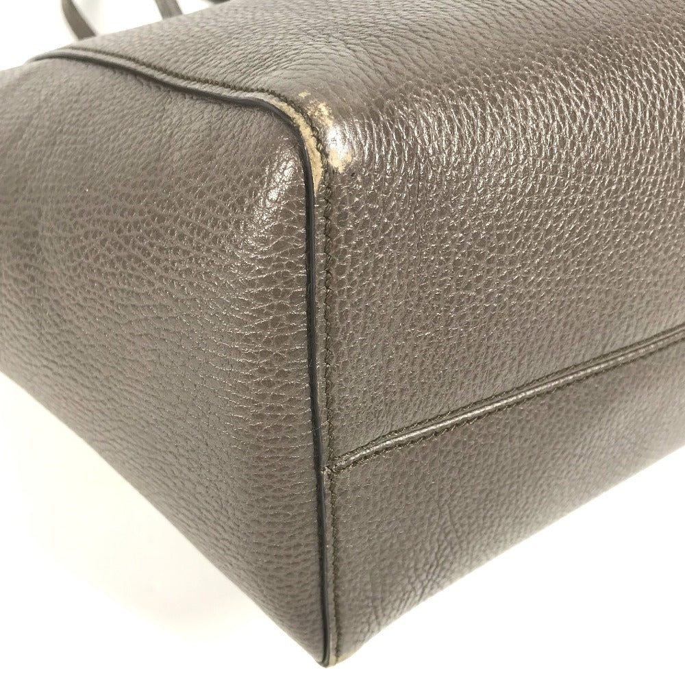 GUCCI 354408 Two-Tone Logo Swing Tote Bag, Shoulder Bag, Leather, Unisex, Gray