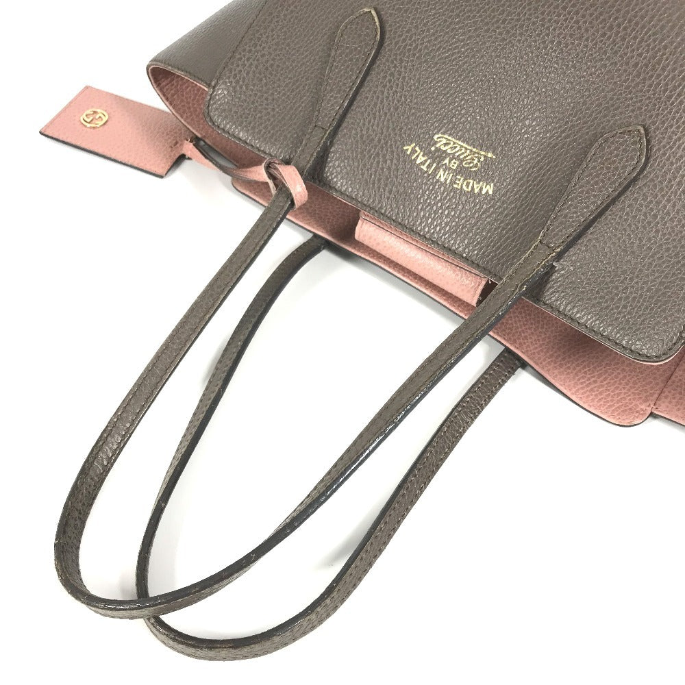 GUCCI 354408 Two-Tone Logo Swing Tote Bag, Shoulder Bag, Leather, Unisex, Gray