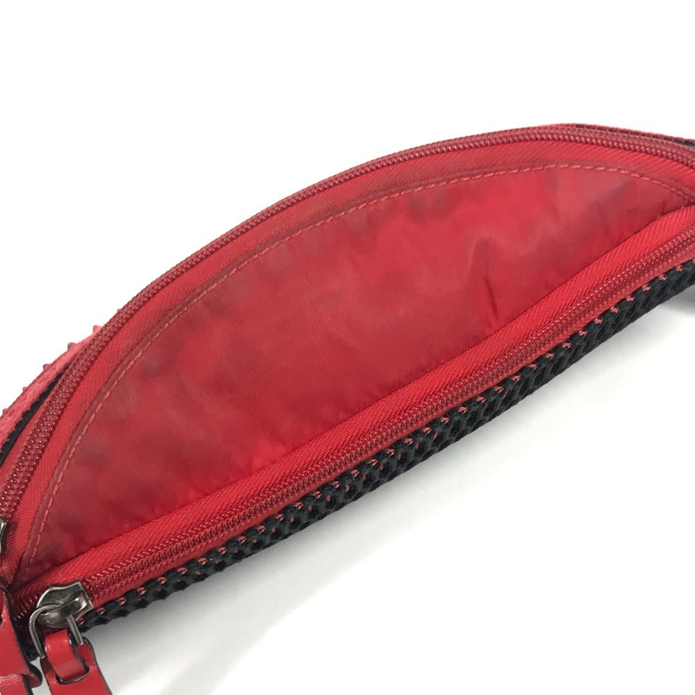 Christian Louboutin メッシュ スパイクスタッズ カバン ベルトバッグ ボディバッグ クロス ショルダーバッグ ボディバッグ ナイロン ユニセックス レッド
