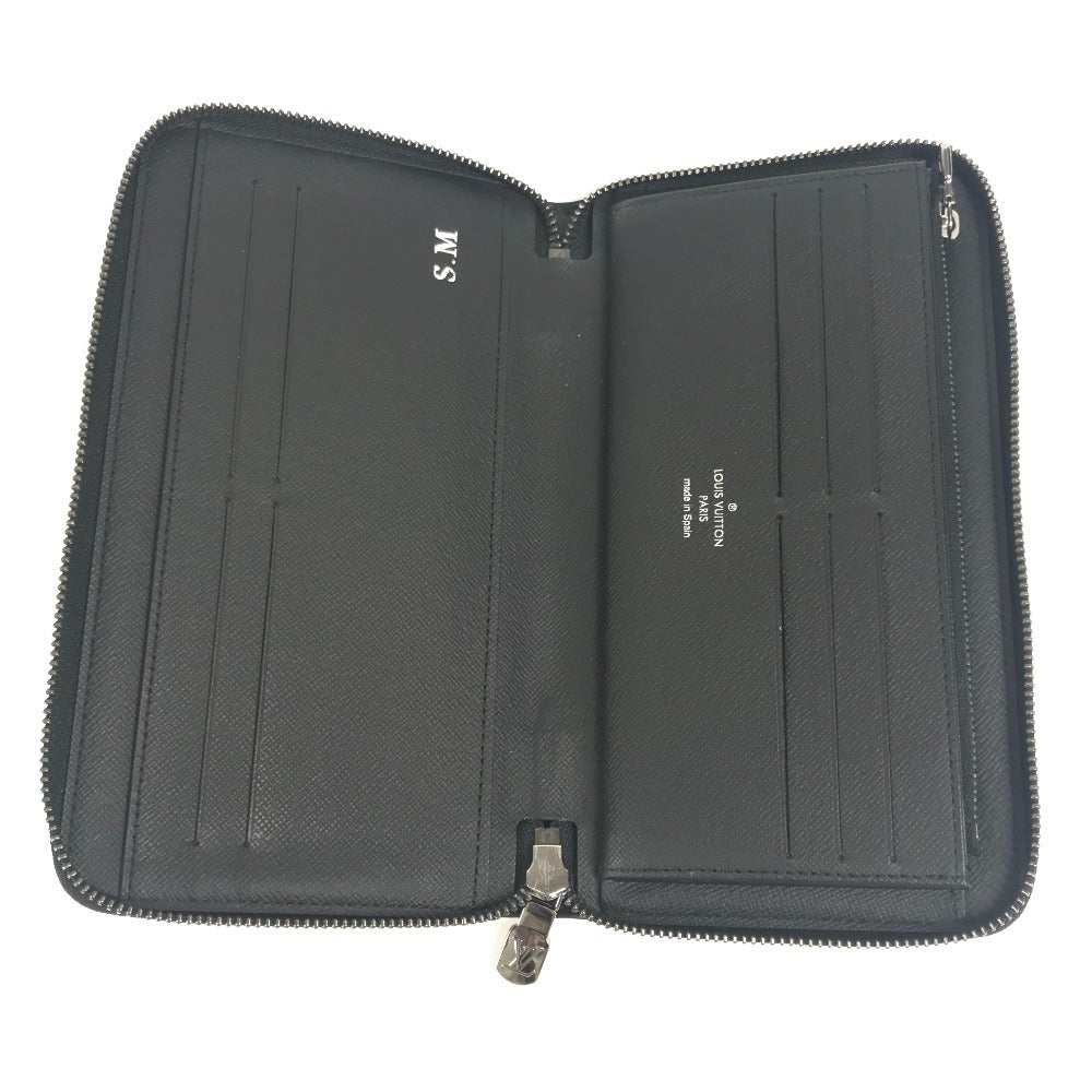 LOUIS VUITTON M82081 Monogram Eclipse Zippy Organizer NM Round Zipper Long Wallet in Monogram Eclipse Canvas, Unisex, Black