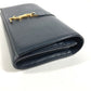 SAINT LAURENT PARIS 414567 YSLライン ロゴ ロングウォレット フラップ 長財布 レザー ユニセックス ネイビー