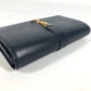 SAINT LAURENT PARIS 414567 YSLライン ロゴ ロングウォレット フラップ 長財布 レザー ユニセックス ネイビー
