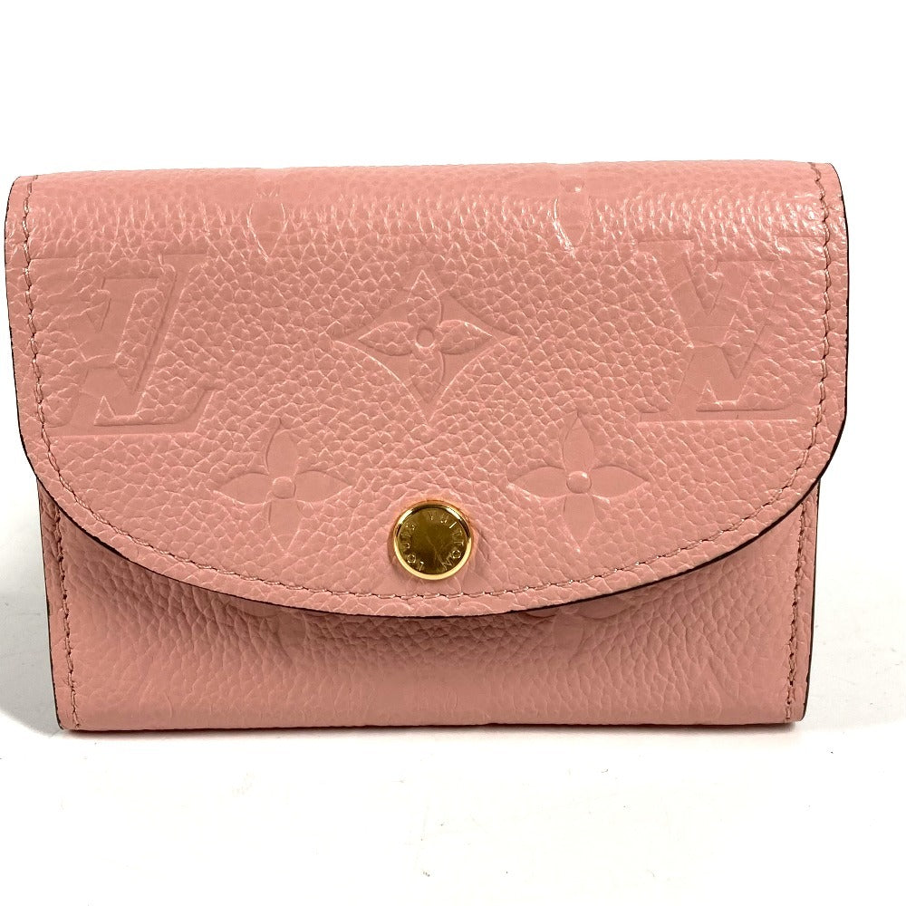 LOUIS VUITTON M81520 Monogram Empreinte Porte Monnaie Rosary Compact Wallet, Bi-fold Wallet, Monogram Empreinte Leather, Women's, Rose Poudre Pink