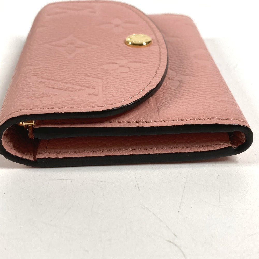 LOUIS VUITTON M81520 Monogram Empreinte Porte Monnaie Rosary Compact Wallet, Bi-fold Wallet, Monogram Empreinte Leather, Women's, Rose Poudre Pink