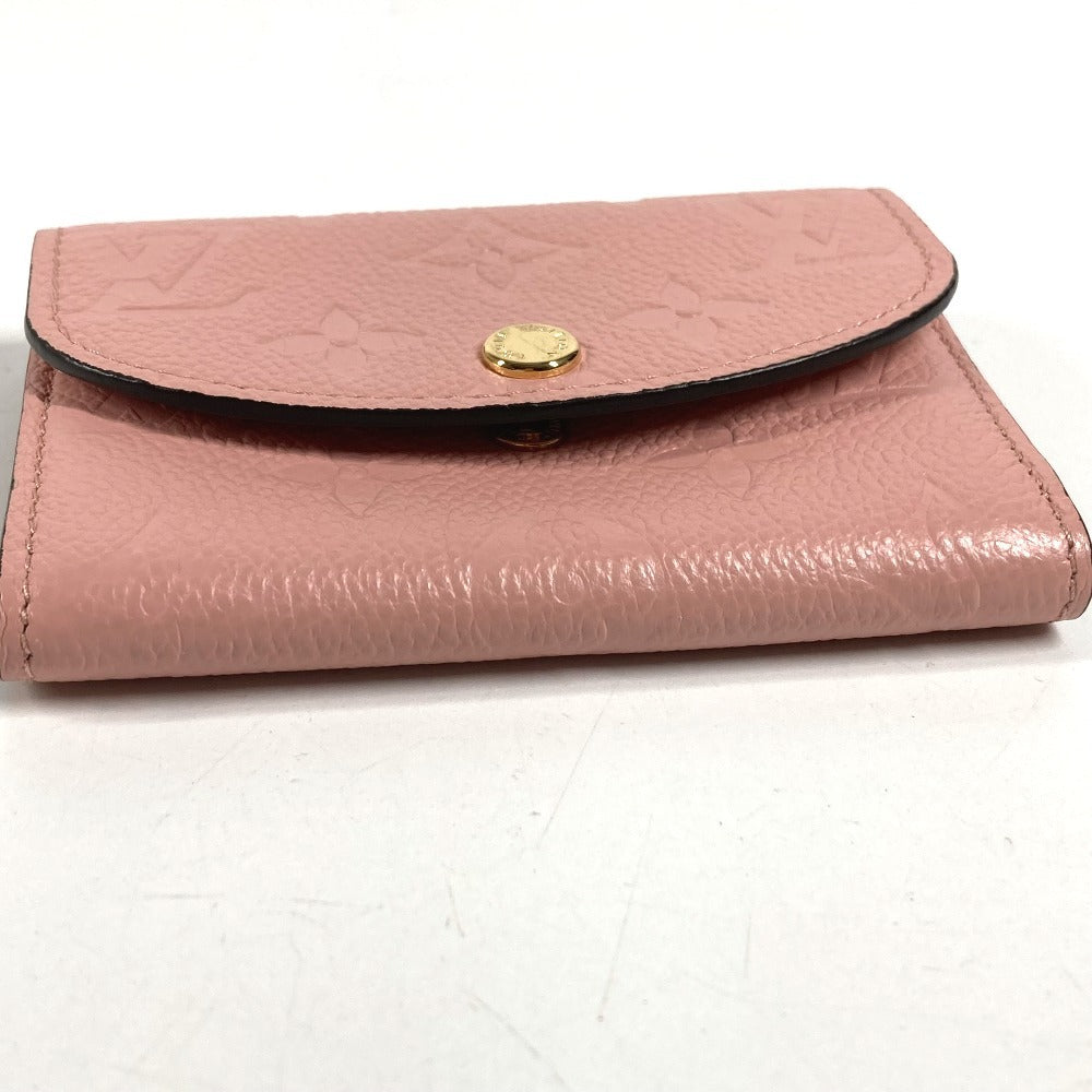 LOUIS VUITTON M81520 Monogram Empreinte Porte Monnaie Rosary Compact Wallet, Bi-fold Wallet, Monogram Empreinte Leather, Women's, Rose Poudre Pink
