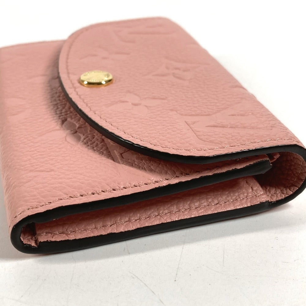 LOUIS VUITTON M81520 Monogram Empreinte Porte Monnaie Rosary Compact Wallet, Bi-fold Wallet, Monogram Empreinte Leather, Women's, Rose Poudre Pink