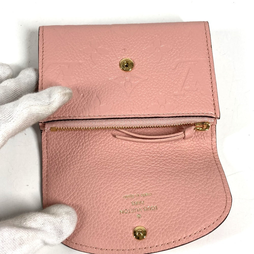 LOUIS VUITTON M81520 Monogram Empreinte Porte Monnaie Rosary Compact Wallet, Bi-fold Wallet, Monogram Empreinte Leather, Women's, Rose Poudre Pink
