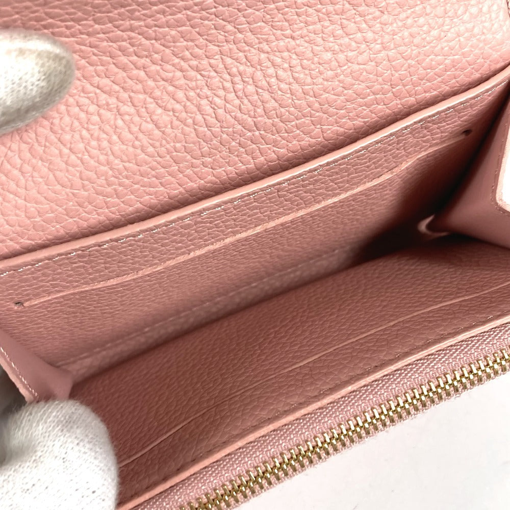 LOUIS VUITTON M81520 Monogram Empreinte Porte Monnaie Rosary Compact Wallet, Bi-fold Wallet, Monogram Empreinte Leather, Women's, Rose Poudre Pink