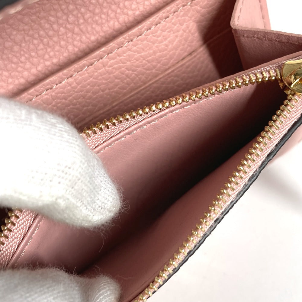 LOUIS VUITTON M81520 Monogram Empreinte Porte Monnaie Rosary Compact Wallet, Bi-fold Wallet, Monogram Empreinte Leather, Women's, Rose Poudre Pink