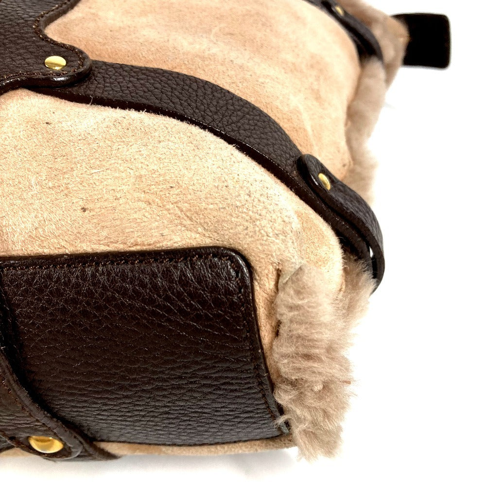 Salvatore Ferragamo fringed tassel fur tote bag, shoulder bag, shearling, beige