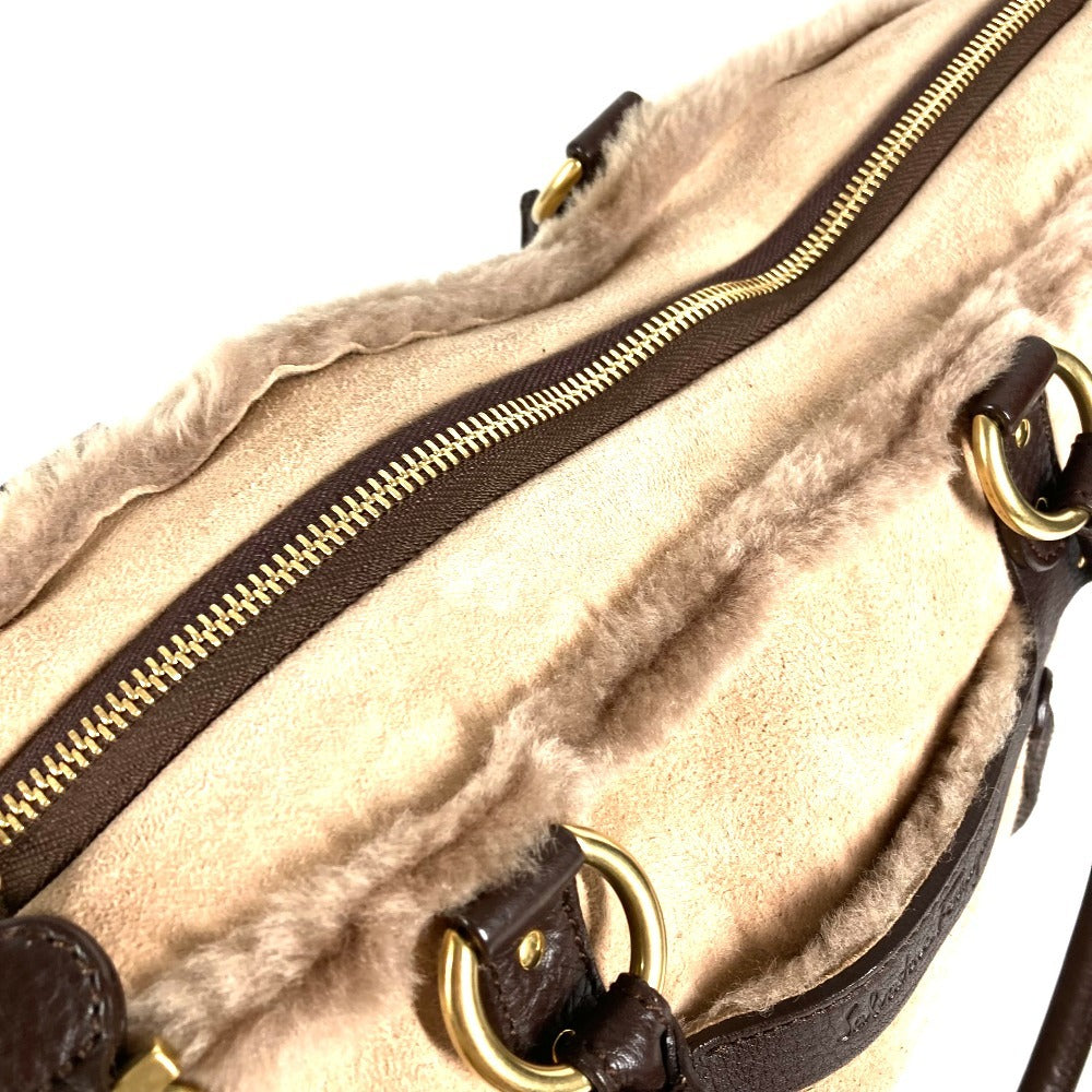 Salvatore Ferragamo fringed tassel fur tote bag, shoulder bag, shearling, beige