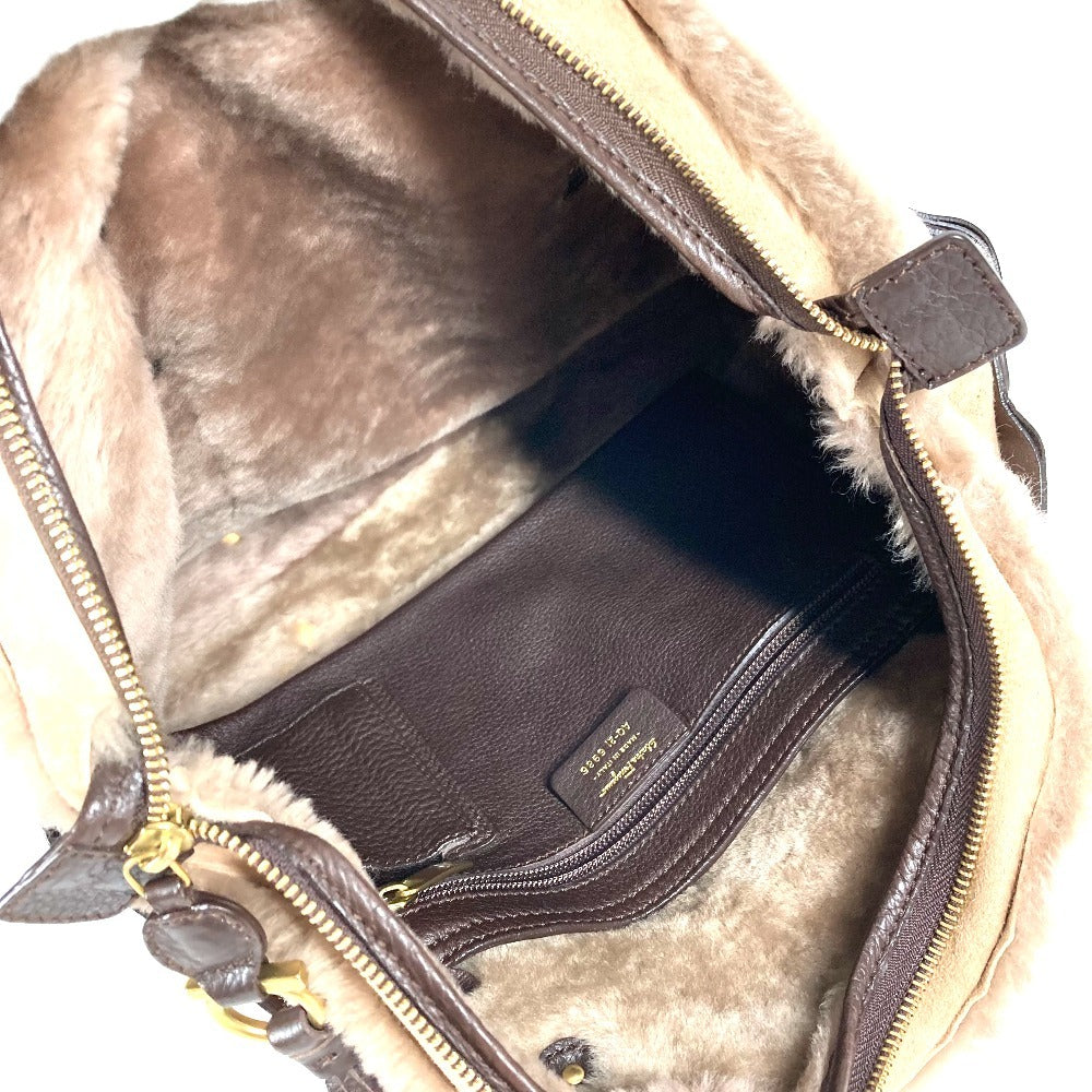 Salvatore Ferragamo fringed tassel fur tote bag, shoulder bag, shearling, beige