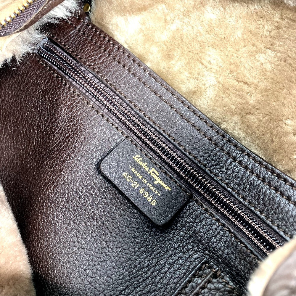 Salvatore Ferragamo fringed tassel fur tote bag, shoulder bag, shearling, beige
