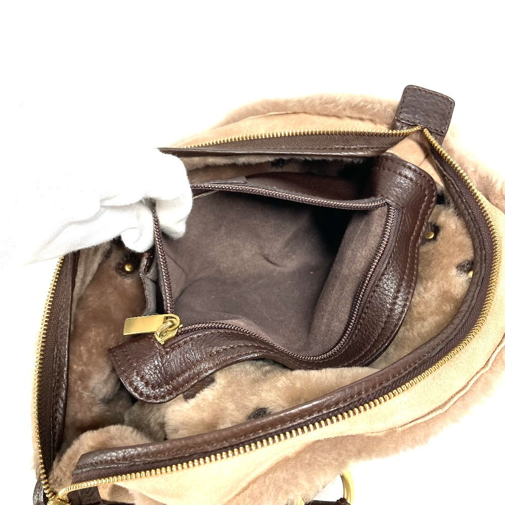 Salvatore Ferragamo fringed tassel fur tote bag, shoulder bag, shearling, beige