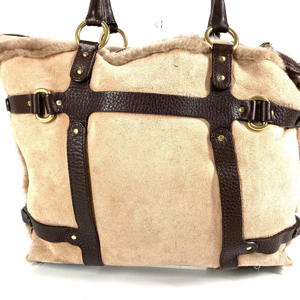 Salvatore Ferragamo fringed tassel fur tote bag, shoulder bag, shearling, beige