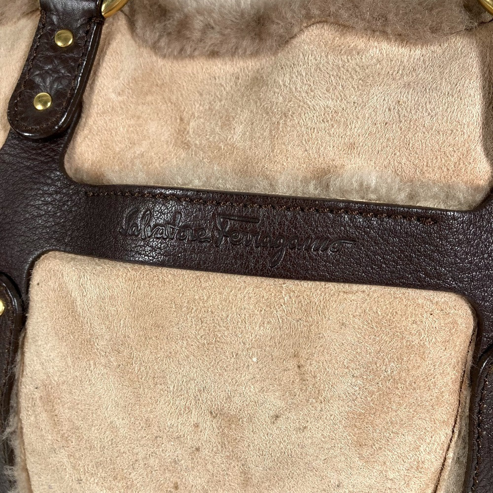 Salvatore Ferragamo fringed tassel fur tote bag, shoulder bag, shearling, beige