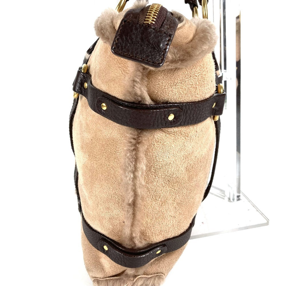 Salvatore Ferragamo fringed tassel fur tote bag, shoulder bag, shearling, beige