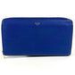 CELINE logo long wallet with round zipper, leather, unisex, blue