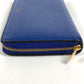 CELINE logo long wallet with round zipper, leather, unisex, blue