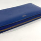 CELINE logo long wallet with round zipper, leather, unisex, blue