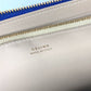 CELINE logo long wallet with round zipper, leather, unisex, blue