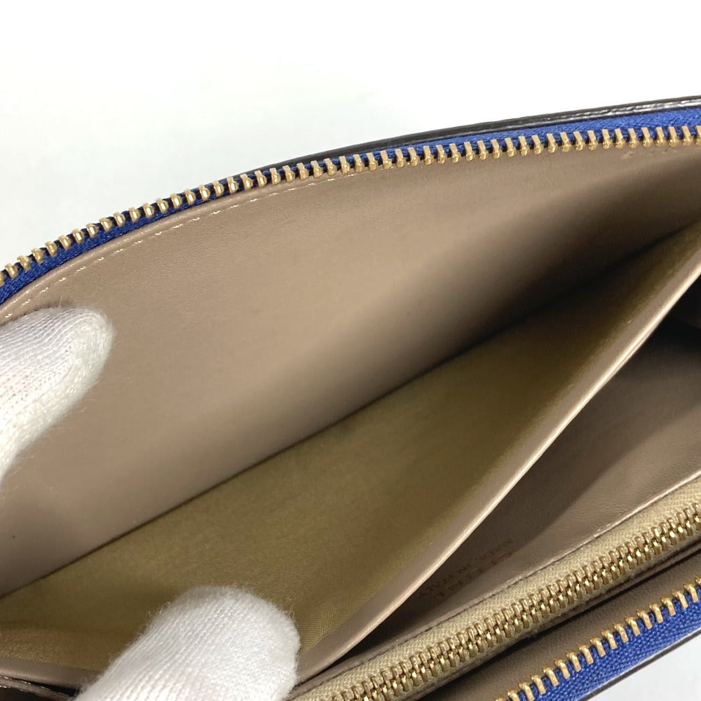 CELINE logo long wallet with round zipper, leather, unisex, blue