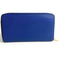 CELINE logo long wallet with round zipper, leather, unisex, blue