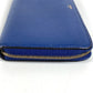CELINE logo long wallet with round zipper, leather, unisex, blue