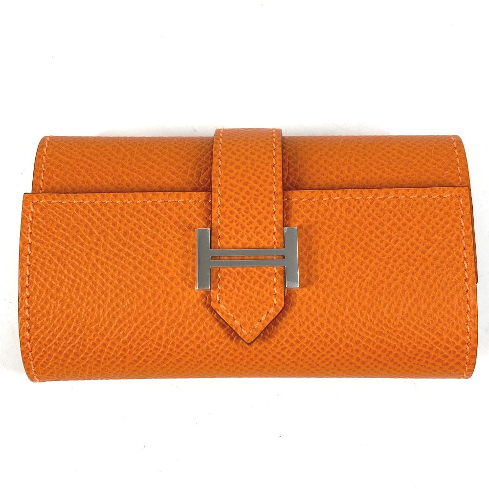 HERMES H Logo Bearn 4-Hook Key Case Epsom Unisex Orange
