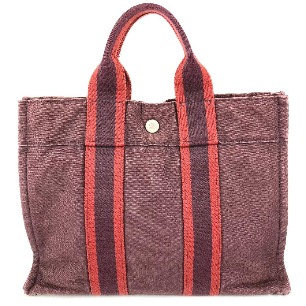 HERMES Fourre-Tout PM Fourre-Tout PM Bag Tote Bag Handbag Cotton Unisex Wine Red